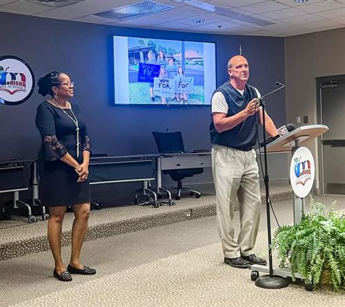 Triana mayor Mary Caudle and Madison Mayor Paul Finley